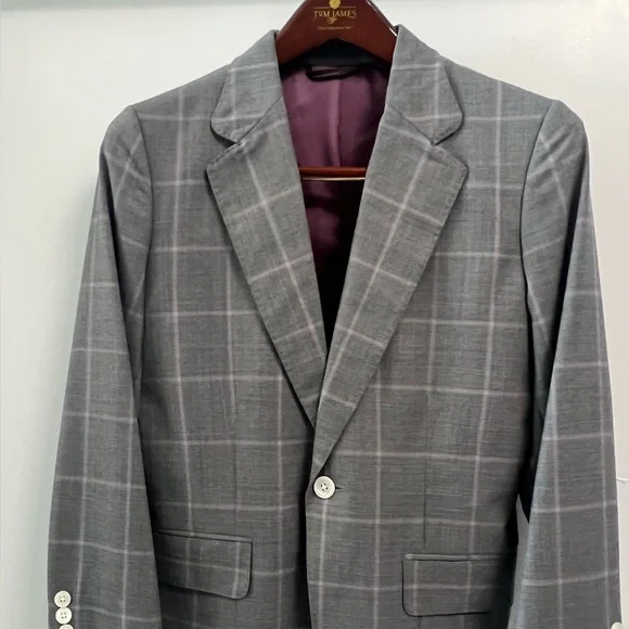 2 Women’s tailored Blue and grey Checkered Blazer - Picture 2 of 3